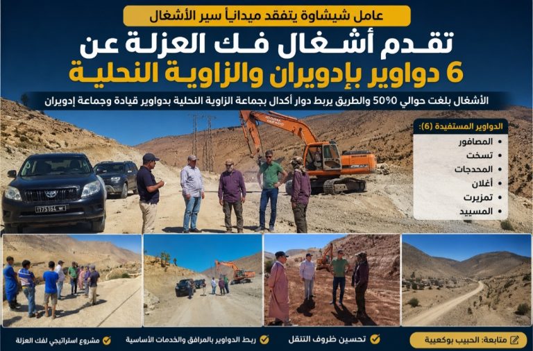 عامل شيشاوة يتفقد أشغال فك العزلة عن ستة دواوير بإدويران والزاوية النحلية